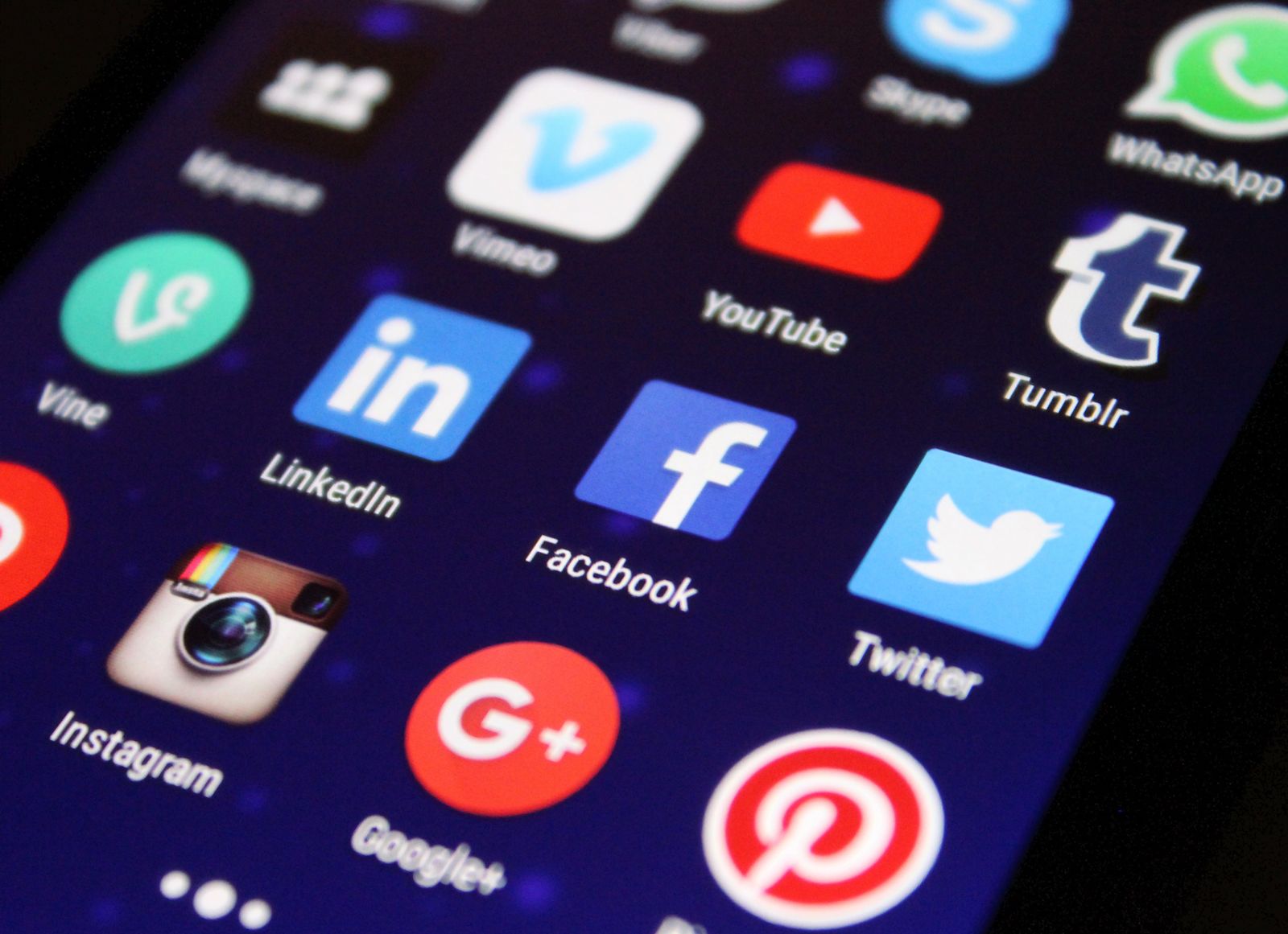 Smartphone screen showing social media and communication app icons