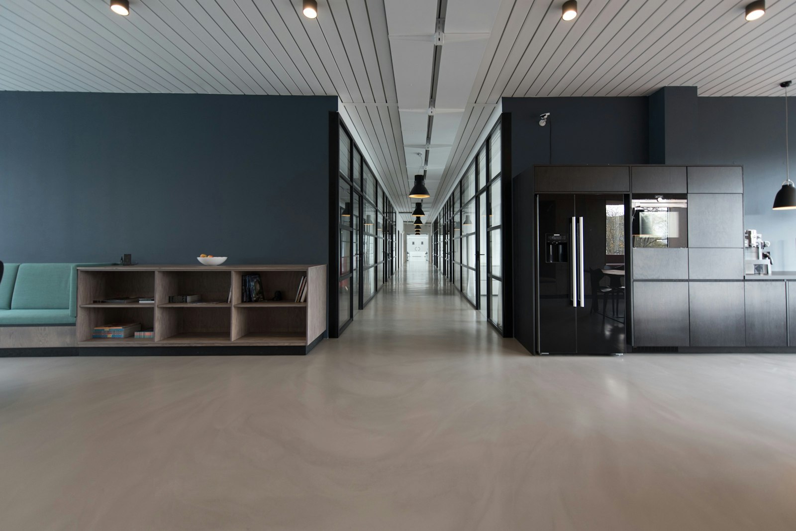 Bright modern office interior with desks and natural light